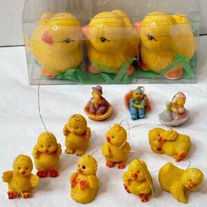 Easter Miniature Tree Baby Chicks and 11 Tiny Peeps Hangers Decorations Crafts